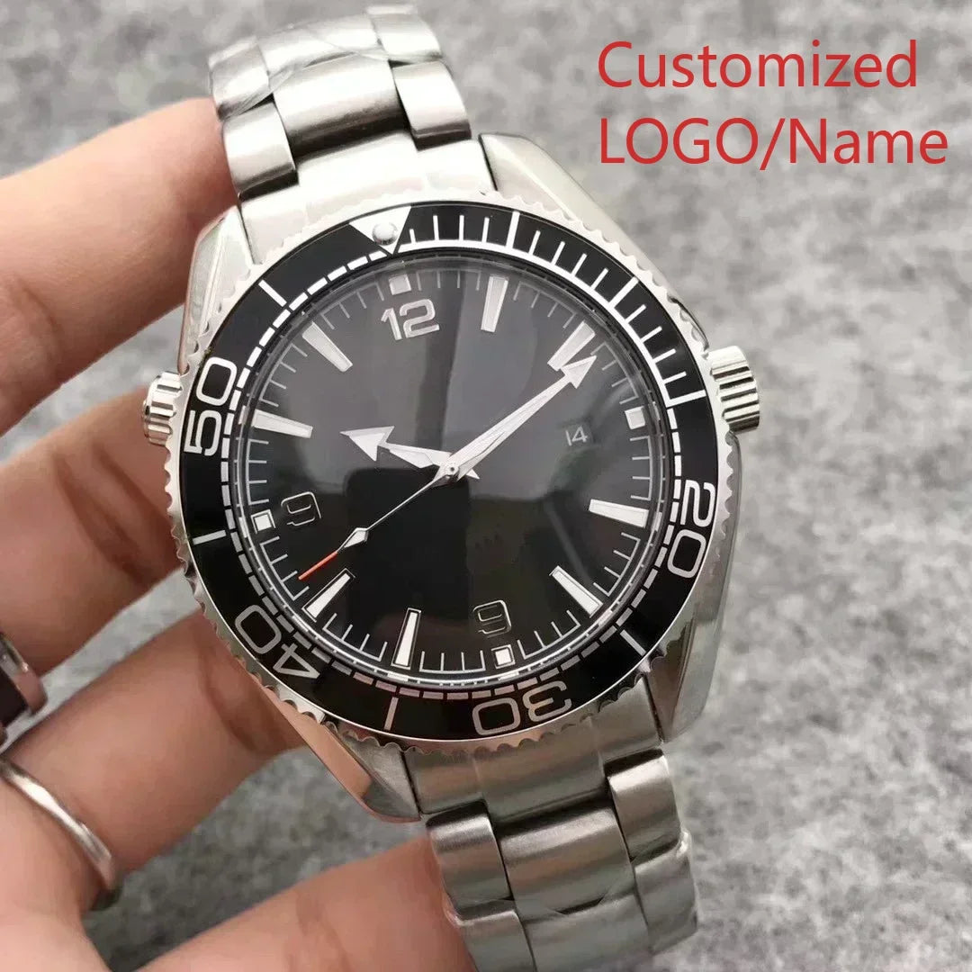 A11 Store Customized Watch  Men Case Relogio Masculino Mechanical Watch Ocean Universe Steel Black Blue Ceramic