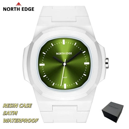 NORTH EDGE Watch for Man New VOLT Quartz Watch Fashion Light Resin Case Square Swimming 50M Waterproof Men Watches Gift Box