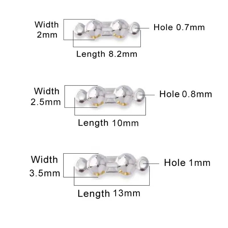 4pcs Genuine Real Pure Solid 925 Sterling Silver Closure End Beads Clasps Clips Gold Crimp Connector DIY Jewelry Making Finding