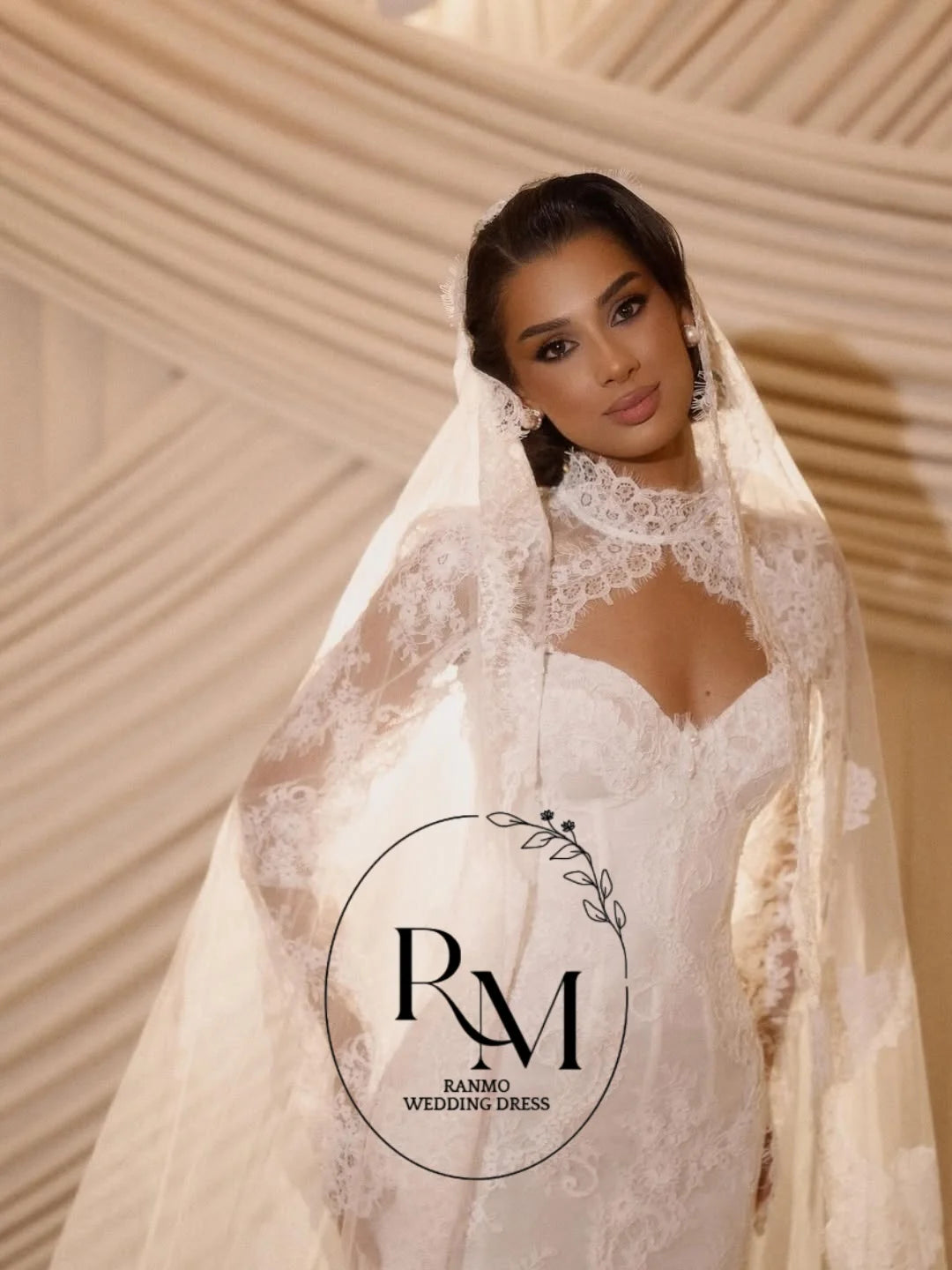 Ranmo Exquisite Mermaid Wedding Dress High Neck Full Sleeve 2026 Lace Bridal Gown Lace Court Train Customized Vestidos De Novia