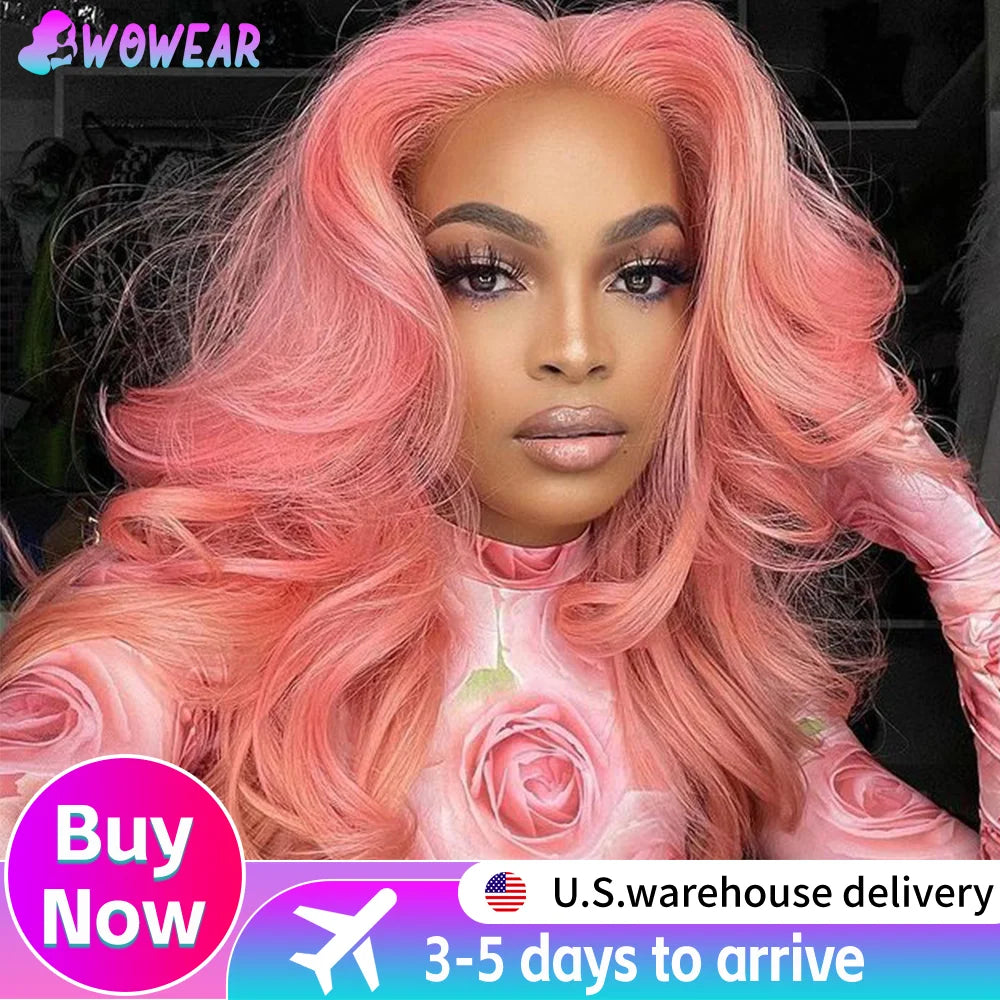 13x4 Body Wave Light Pink Lace Front Wig Brazilian Human Hair Wigs Colored Wig 13x6 Transparent HD Lace Frontal Wigs For Women