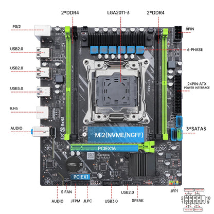 SOYO X99 TPM2.0 Motherboard Set With LGA2011-3 Xeon E5 2680 V4 CPU DDR4 8G*1 support DDR4 RAM M.2 SATA3 Computer Accessories
