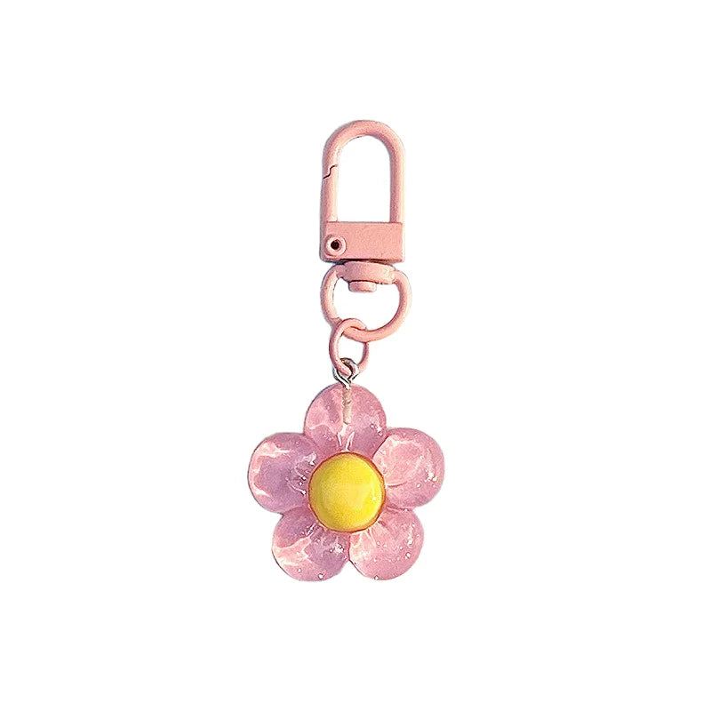 Cute Flower Keychains for Women Clear Resin Keychain Lobster Clasp Bag Purse Charms Backpack Decorations Jewelry DIY Accessories