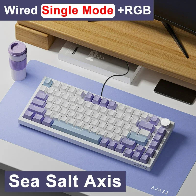 AJAZZ AK820 Wired With Rotary Volume Buttons Hot-Swappable Keys For Office AndHome Mechanical Keyboards DIY