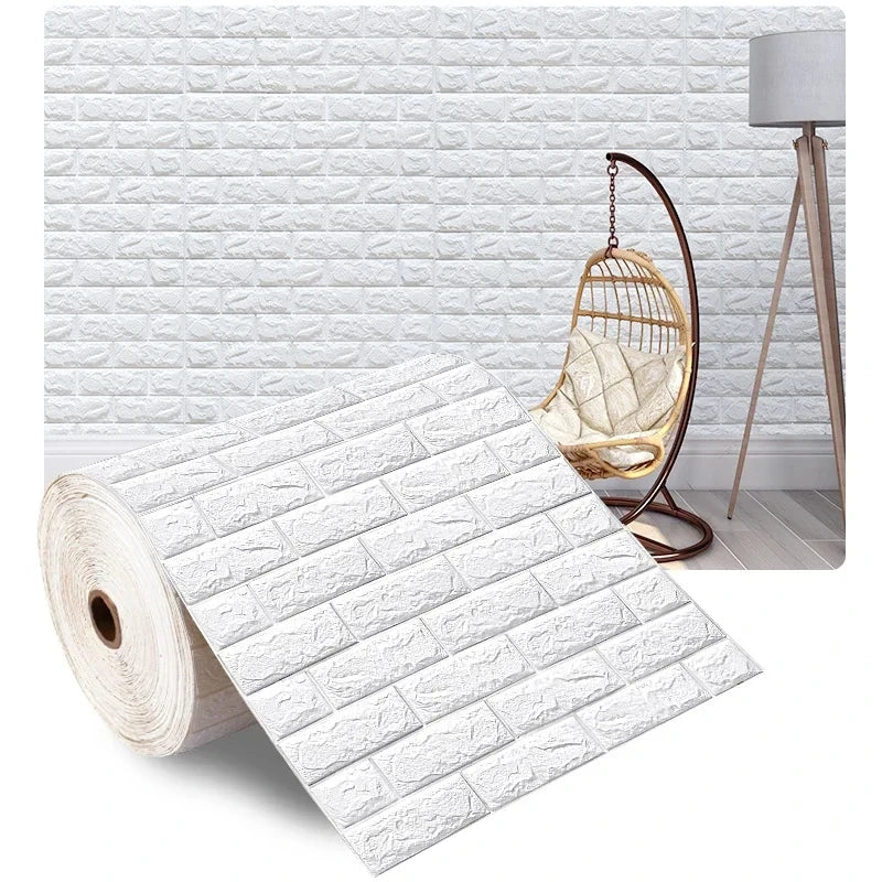 3D Self-Adhesive Wallpaper 70cm*1/5/10m Waterproof Brick Wall Stickers Living Room Bedroom Children's Room Home Decoration