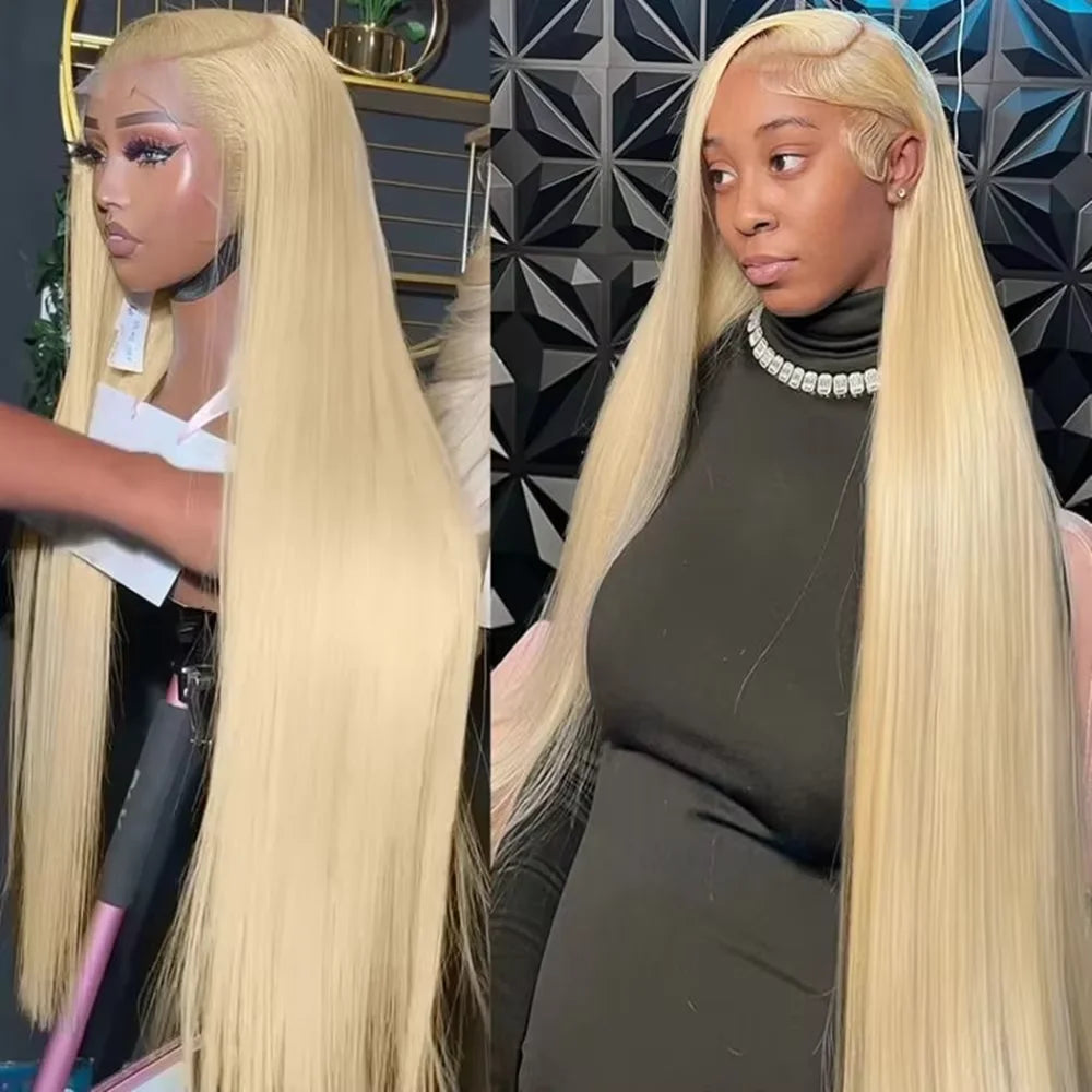 38 inch 613 Blonde 200% Density 13x4 HD Lace Front Human Hair Wigs Pre plucked Brazilian Straight Glueless Lace Fontal Wig Women