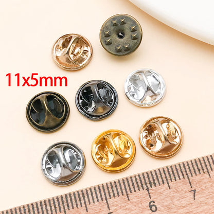50pcs 8mm 11mm Pin+ Back Stabbing Brooch Pin Settings Flat Base Brooch Pins Butterfly Clasp DIY Jewelry Making Accessories