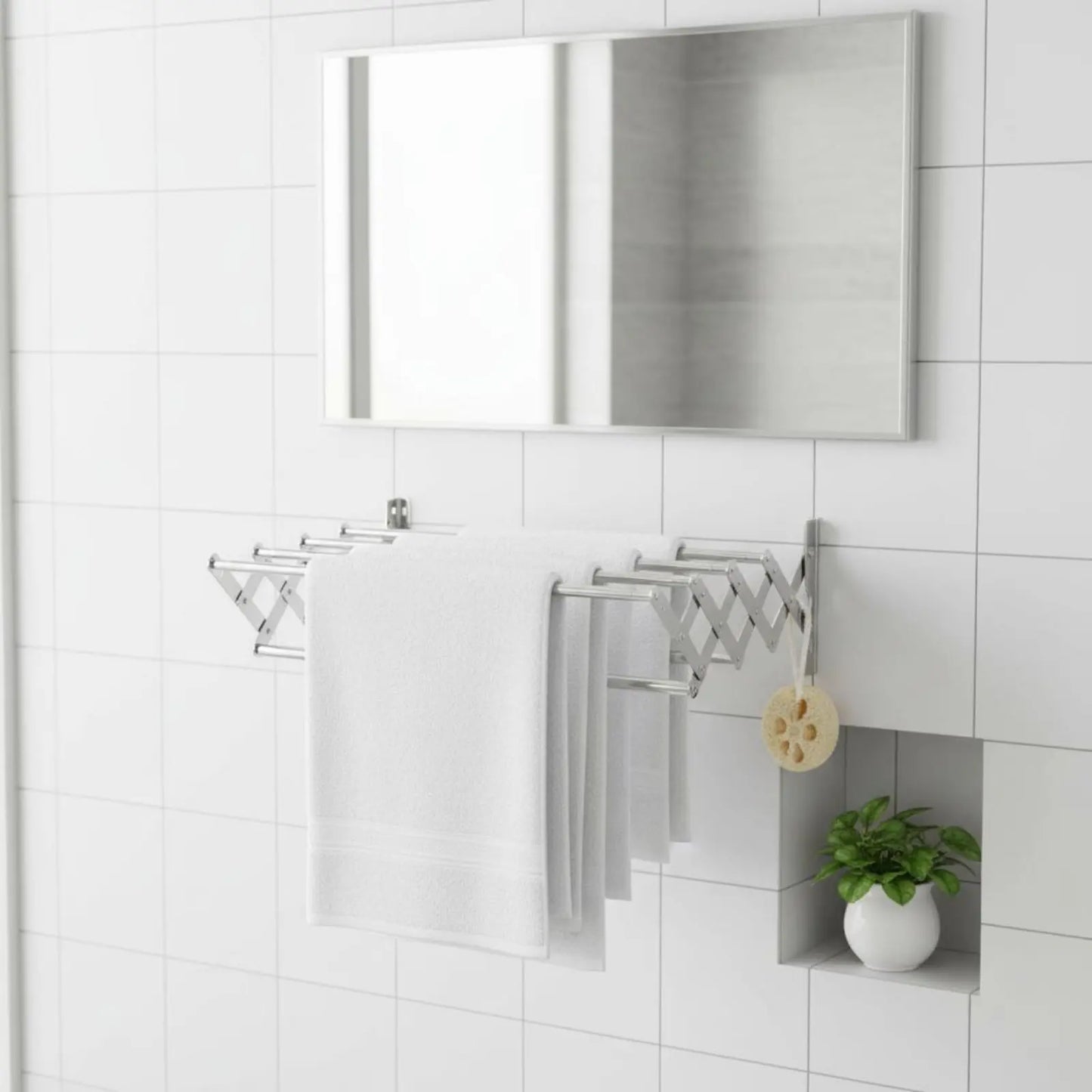 Retractable Towel Rack Multifunctional Stainless Steel Bathroom Rack Stainless Steel Towel Shelf Waterproof for Barbershop