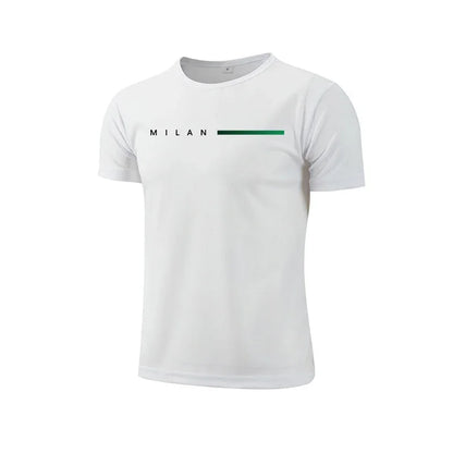 Men T-shirt Print Casual Exercise Tops Outdoor Jogging Cycling Clothing Summer Quick-Drying Mesh Tees Fashion Running Sportswear