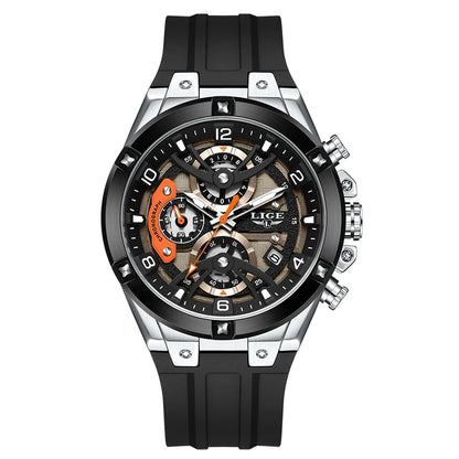 LIGE Simple Fashion Quartz Man Watch Silicone Outdoor Casual Sports Waterproof Luminous Calendar Random Gift Box Watches for Men