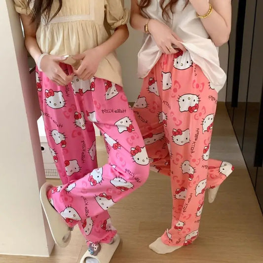 Spring Autumn Thin Hello Kitty Printed Women's Pajama Pants Summer Popular Loose Casual Pants Cartoon Home Casual Walking Pants