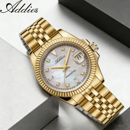 ADDIES 585 Quartz Women's Watches Sapphire Glass 5Bar Waterproof 316L Stainless Steel Diving Fashion Luxury Wristwatch For Woman
