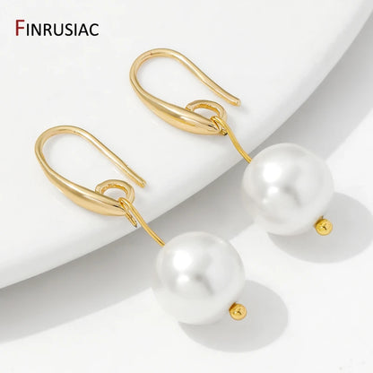 14K Gold Plated Brass Smooth Earring Hook Ear Wire For Earring Making Supplies,DIY Jewelry Making Findings Accessories
