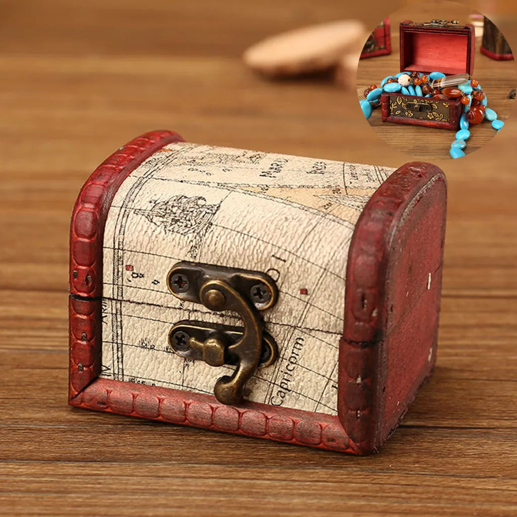 Chinese Style Vintage Wooden Jewelry Box With Lock Trinket Packing Box For Ring Brooch Bracelets Earrings Ear Studs Storage Box