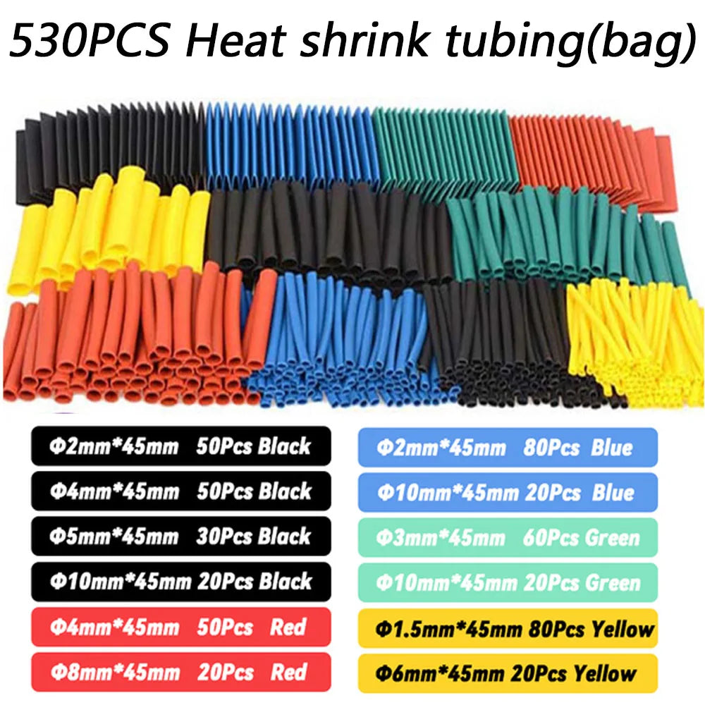 127-1060 pcs 2:1 Heat Shrink Tube Shrinking Assorted Polyolefin Insulation Sleeving Wire Cable Sleeves Wrap