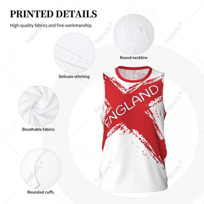 Men Basketball Sports England Flag Running Fitness Multifunction Jersey Sleeveless shirt Custom Name Nunber Exclusive
