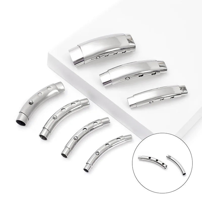 5Pcs Adjustable Stainless Steel Bayonet Clasps 3mm 4mm 5mm 6mm for DIY Leather Cord Bracelet Buckle Jewelry Making Supplies