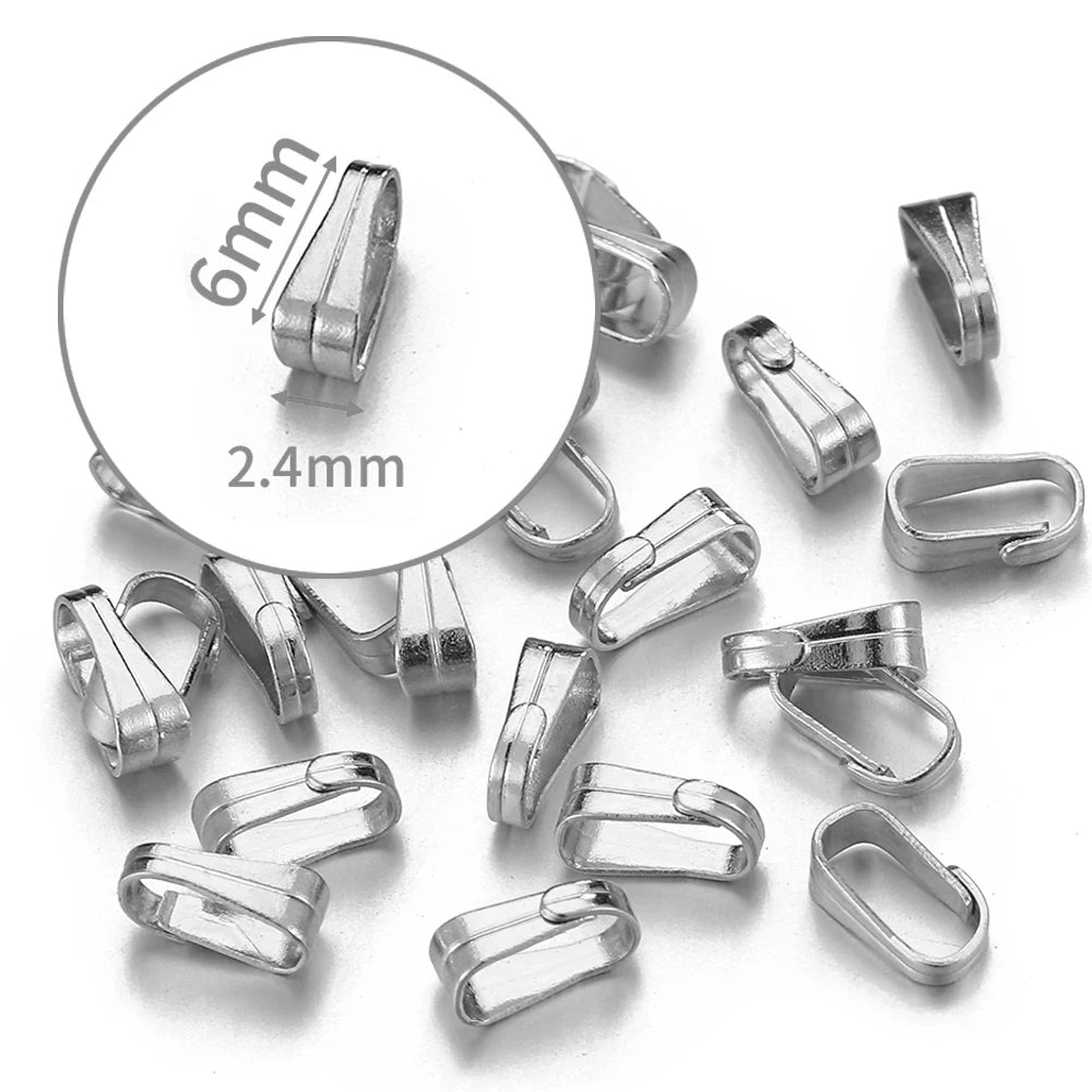 50pcs Stainless Steel Buckle Clasp Connectors for Pendants Charm Clip Pinch Bail Clasp Necklace DIY Jewelry Making Accessories
