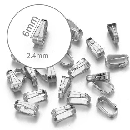 50pcs Stainless Steel Buckle Clasp Connectors for Pendants Charm Clip Pinch Bail Clasp Necklace DIY Jewelry Making Accessories