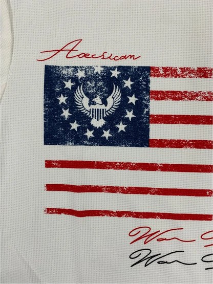 New autumn 2026 Y2K American retro flag print waffle style trendy street fashion casual versatile niche long sleeved top ins