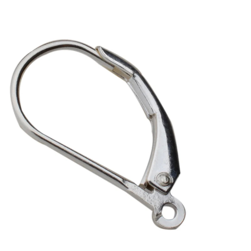 Solid 925 Sterling Silver Hinged French Leverback Eearwire Hook Findings , snap hook for Earring Jewelry DIY