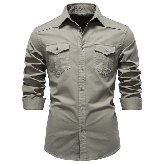 AIOPESON 2026 Business Cotton Pocket Shirt Long Sleeve Quality For Casual Slim Fit Solid Color Men Shirts