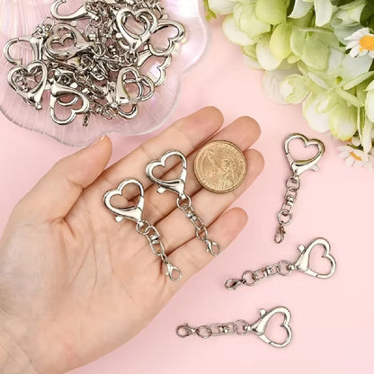 5/15/30Pcs Heart Shaped Swivel Clasp Spring Hanging Lobster Claw Snap Hook Clip Key Chains Findings for DIY Jewelry Making Craft