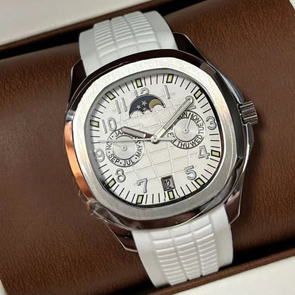 2026 new day and night non working luxury automatic mechanical watch stainless steel case rubber strap men's casual watch