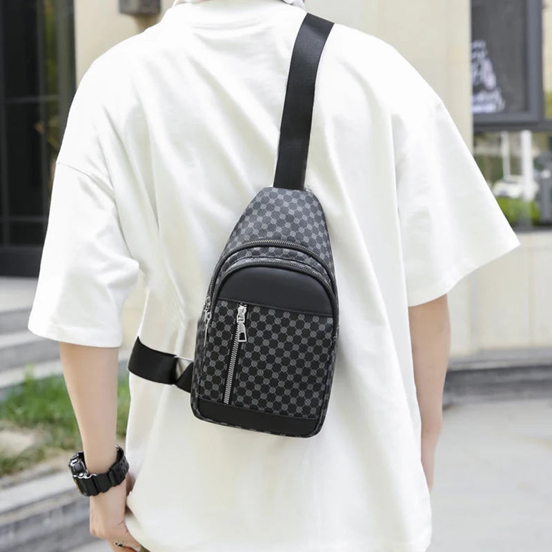 Neutral Style Functional Chest Bag for Women and Men with Patchwork Dot Design, Suitable for Business Single-Shoulder Bags