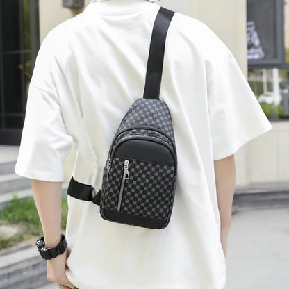 Neutral Style Functional Chest Bag for Women and Men with Patchwork Dot Design, Suitable for Business Single-Shoulder Bags