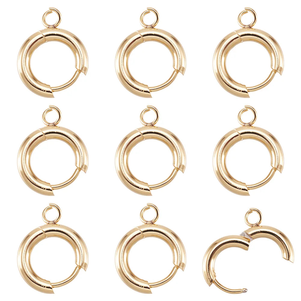 10pcs 201 Stainless Steel Huggie Earring Hooks Round Ear Post with Loop for Hoop Earrings DIY Jewelry Making Accessories