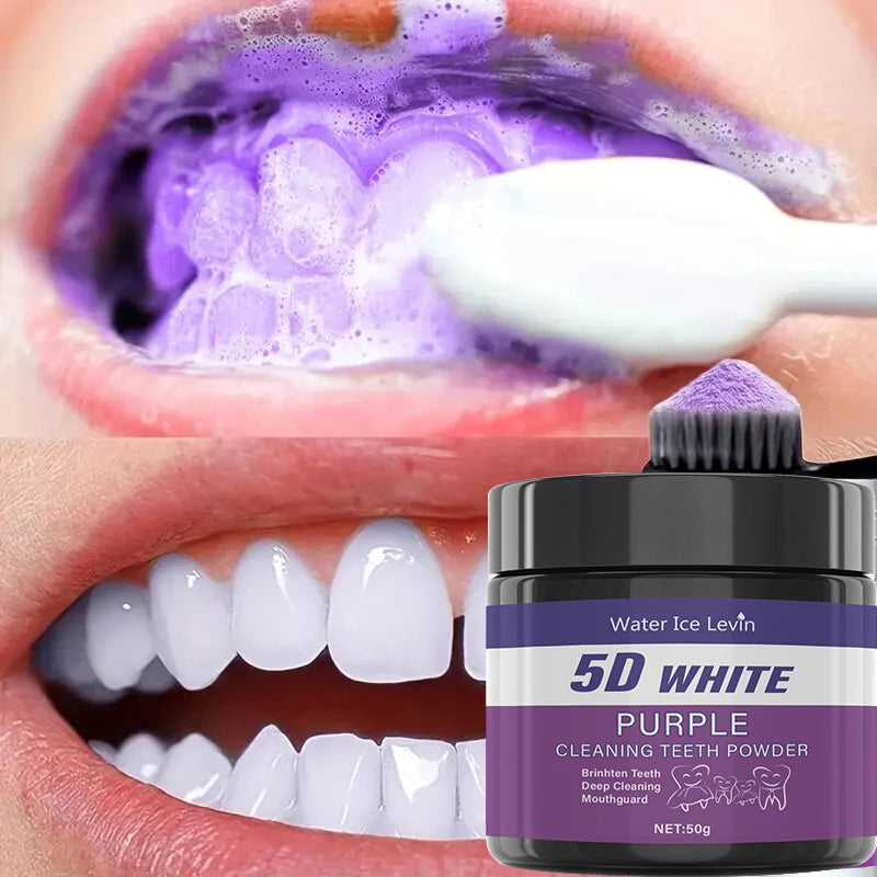 Purple Teeth Cleaning Powder - No Sulfuric Acid, Deep Cleansing and Polishing, Whitens Teeth Within 5 Days, Portable Daily Use