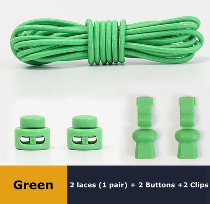 No tie shoelaces Round Elastic Shoelace Plastic snap lock Suitable for all shoes Adult children walking sports Lazy laces 1 pair