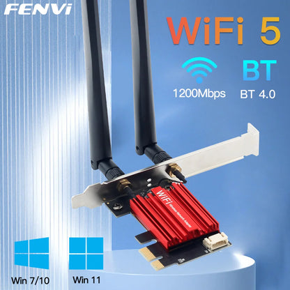 FENVI WiFi 5 PCIE WiFi Adapter AC1200 Wireless Network Card Dual Band 2.4G/5GHz 802.11AC For Bluetooth 4.0 Desktop Windows 10/11
