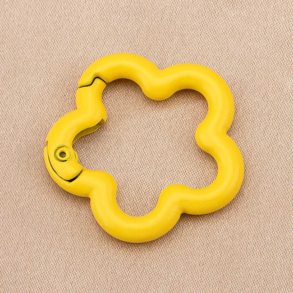 5/10pcs Colorful Flower-shaped Alloy Carabiner Rings Keychain Clip Spring Hook Hanging Buckle For DIY Jewelry Making Accessories