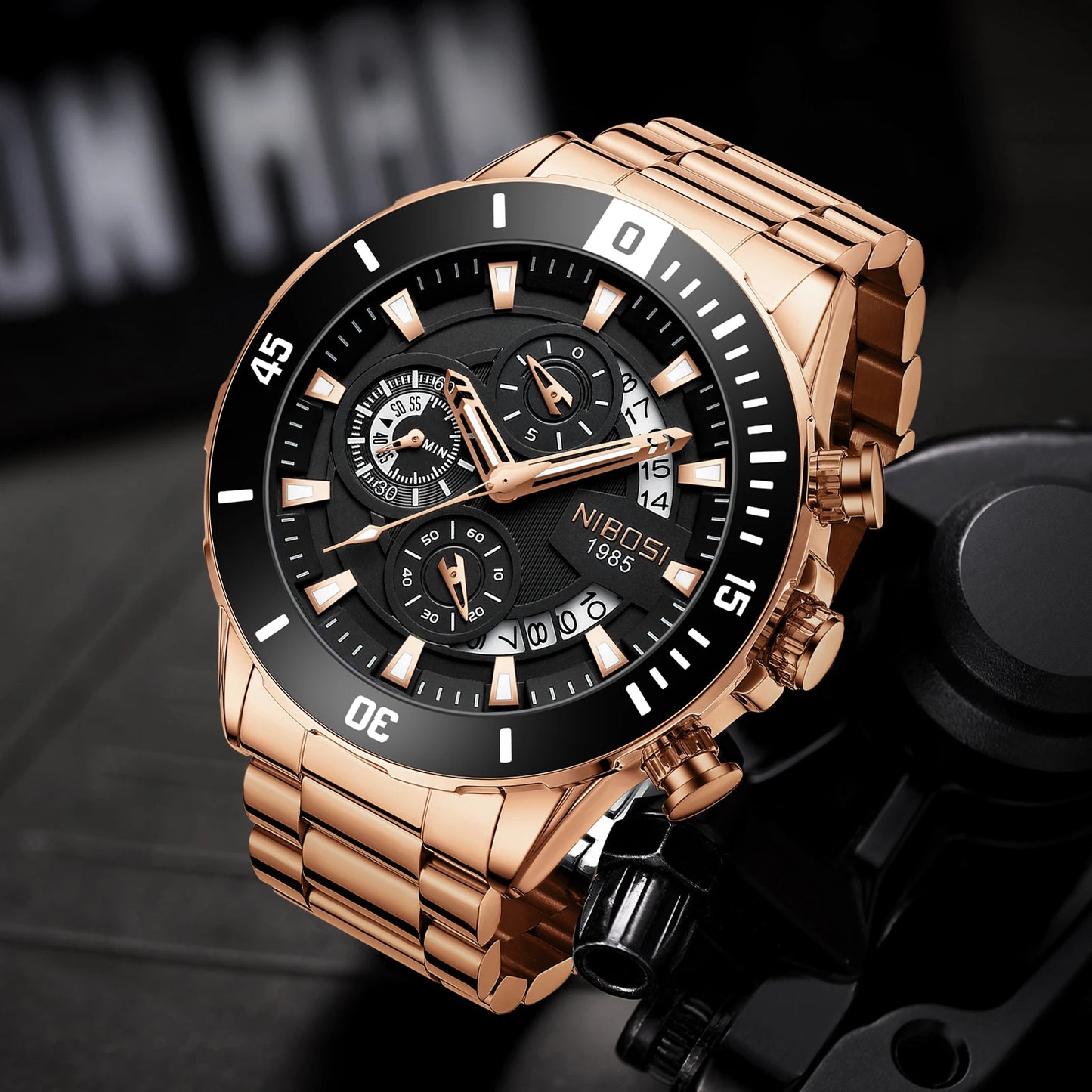 NIBOSI New Men's Watches Top Brand Luxury Watch for Men Waterproof Stainless Steel Chronograph Luminous Auto Date Reloj Hombre