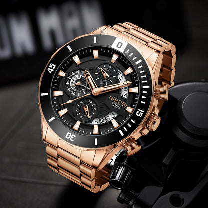 NIBOSI New Men's Watches Top Brand Luxury Watch for Men Waterproof Stainless Steel Chronograph Luminous Auto Date Reloj Hombre