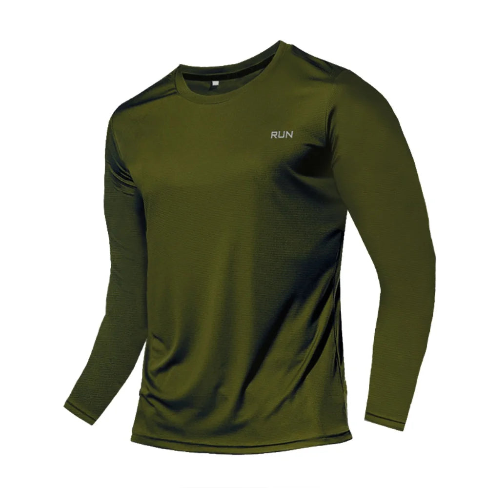 Sports Casual Crew Neck Long-Sleeve Top Breathable Running Training Fitness Shirt for Daily Outdoor Wear