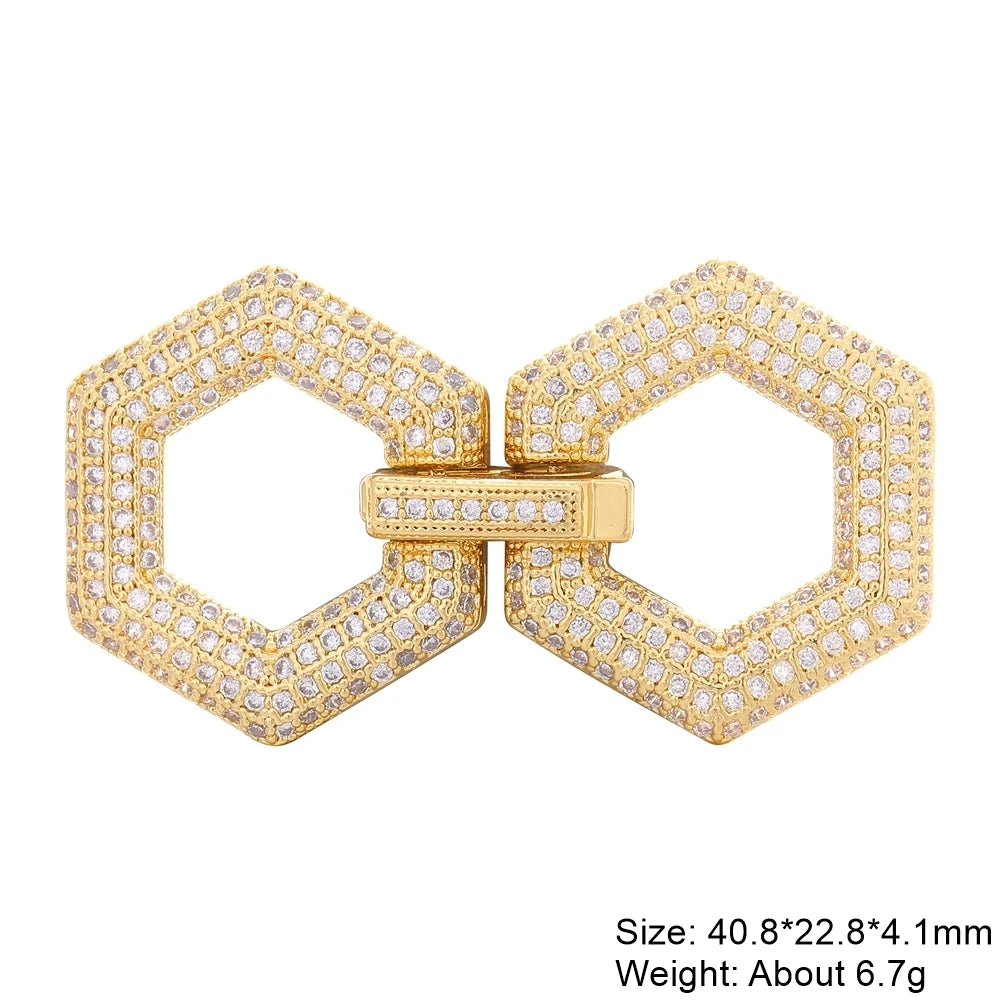 Juya DIY Copper 18K Gold Plated Pendant Connector Fastener Buttob Lock Clasps For Needlework Natural Stone Pearls Jewelry Making