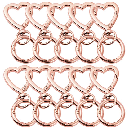 5/10/20/40 Sets Double Opening Swivel Keychain Clips Heart Spring Clasp Hooks Snap Rings for Lanyards Crafts Camping Hiking Gift