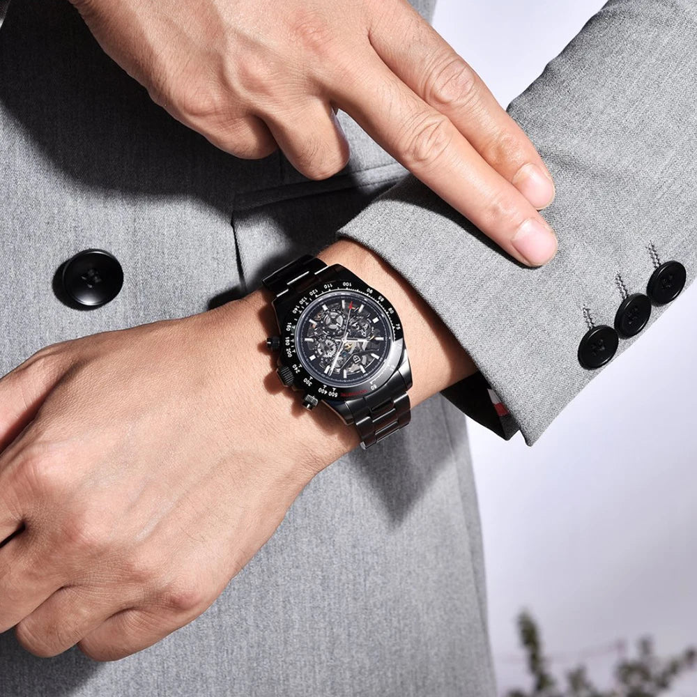 PAGANI DESIGN Mechanical Automatic Watch Luminous StainlessSteel Multi functional Date Display Sport Men's Diving Watch+Gift Box