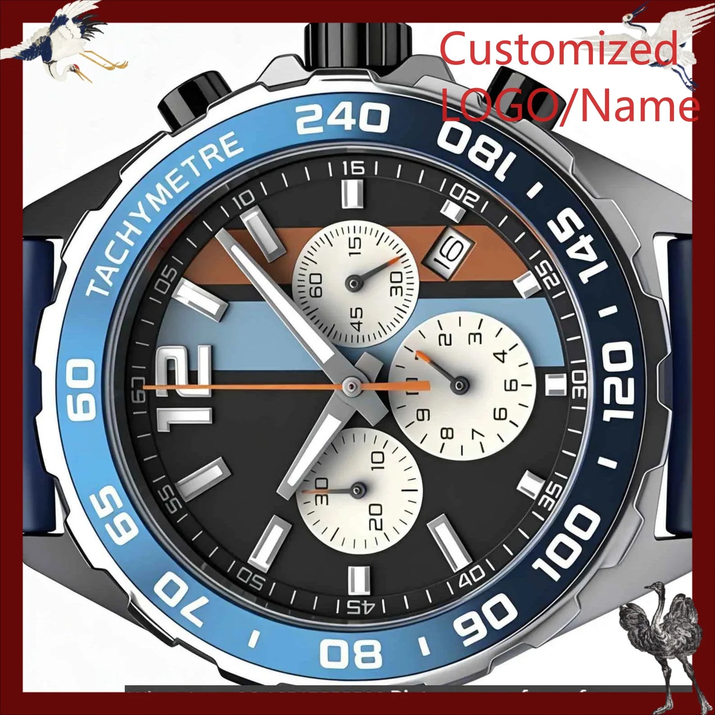 Customized Watches 43mm Men's Watch, 904L Steel, Quartz Movement
