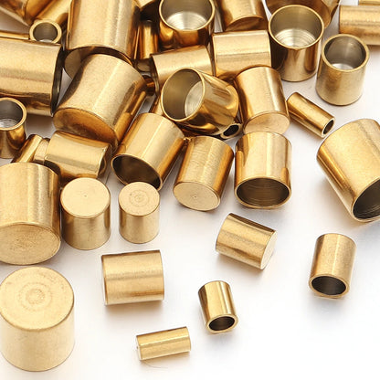 10-20pcs/lot 2-10mm Stainless Steel Leather Cord Clasp Crimp End Caps For Necklace Bracelet Connectors Jewelry Making Supplies
