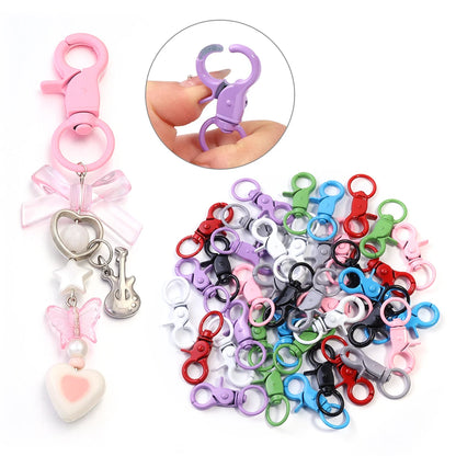 5Pcs/Lot Colorful Swivel Lobster Clasp Hooks Keychain Split Key Ring Connector for Bag Key Chain DIY Jewelry Making Supplies
