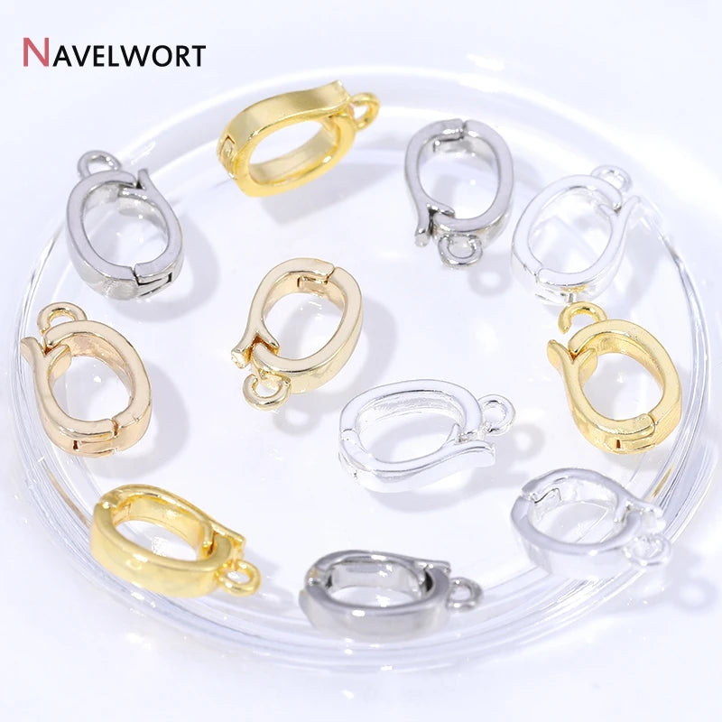 14K/18K Gold Plated Brass Metal Hinged Necklace Enhancer For Necklace Making Accessories Pendant Bail Clasps Jewelry Materials