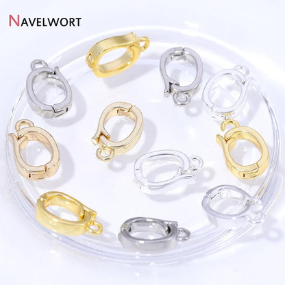 14K/18K Gold Plated Brass Metal Hinged Necklace Enhancer For Necklace Making Accessories Pendant Bail Clasps Jewelry Materials