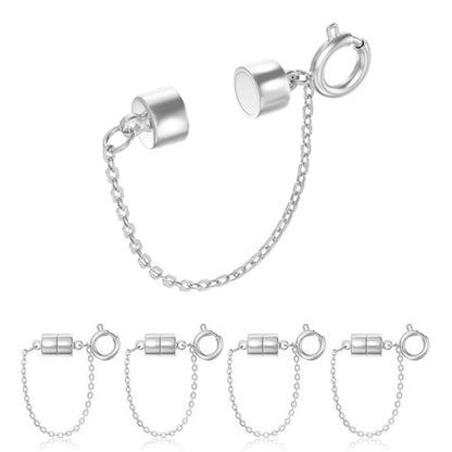 5Pcs Magnetic Bracelet Clasps and Closures with Safety Chain Never Fall Bracelet Extender Converter Magnetic Clasps for Women