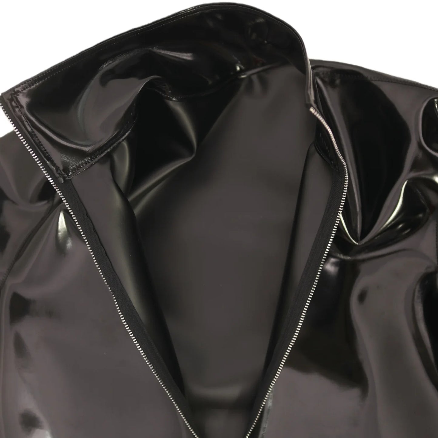 Sexy Men PVC Glossy Shiny Long Sleeve T-shirt Double Sided PU Club Dance Top Smooth Elastic Stage Wear Elastic Slim Tights