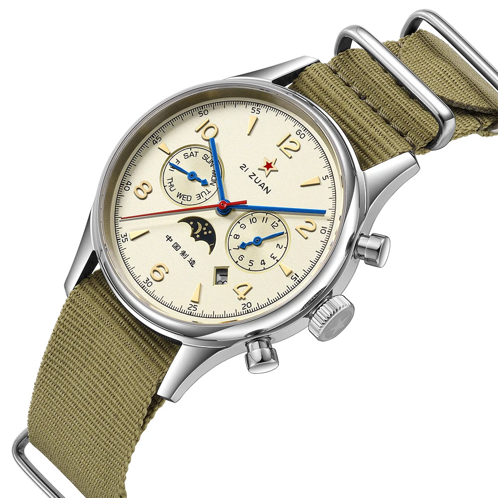 SEAKOSS 1963 Mechanical Wristwatch ST1654 Seagull Movement 24-hour Instruction Air Force Aviation Pilot Calendar Mens Gift Watch