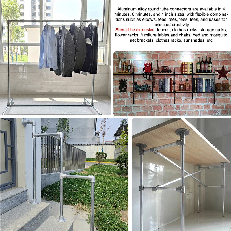Aluminum Alloy Connector Elbow Tee Base Flat Three-dimensional Fitting Connection Fastener 20/25mm Steel Tube Shelf Parts
